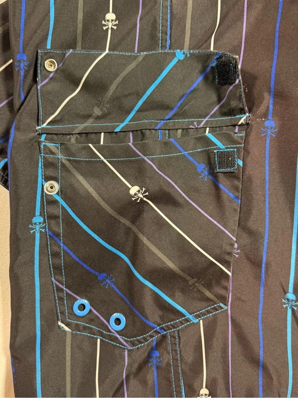 Tony Hawk Y2K Board Shorts Mens 36 Black‎ Skull Pinstripe Skate 2000s Surf Swim